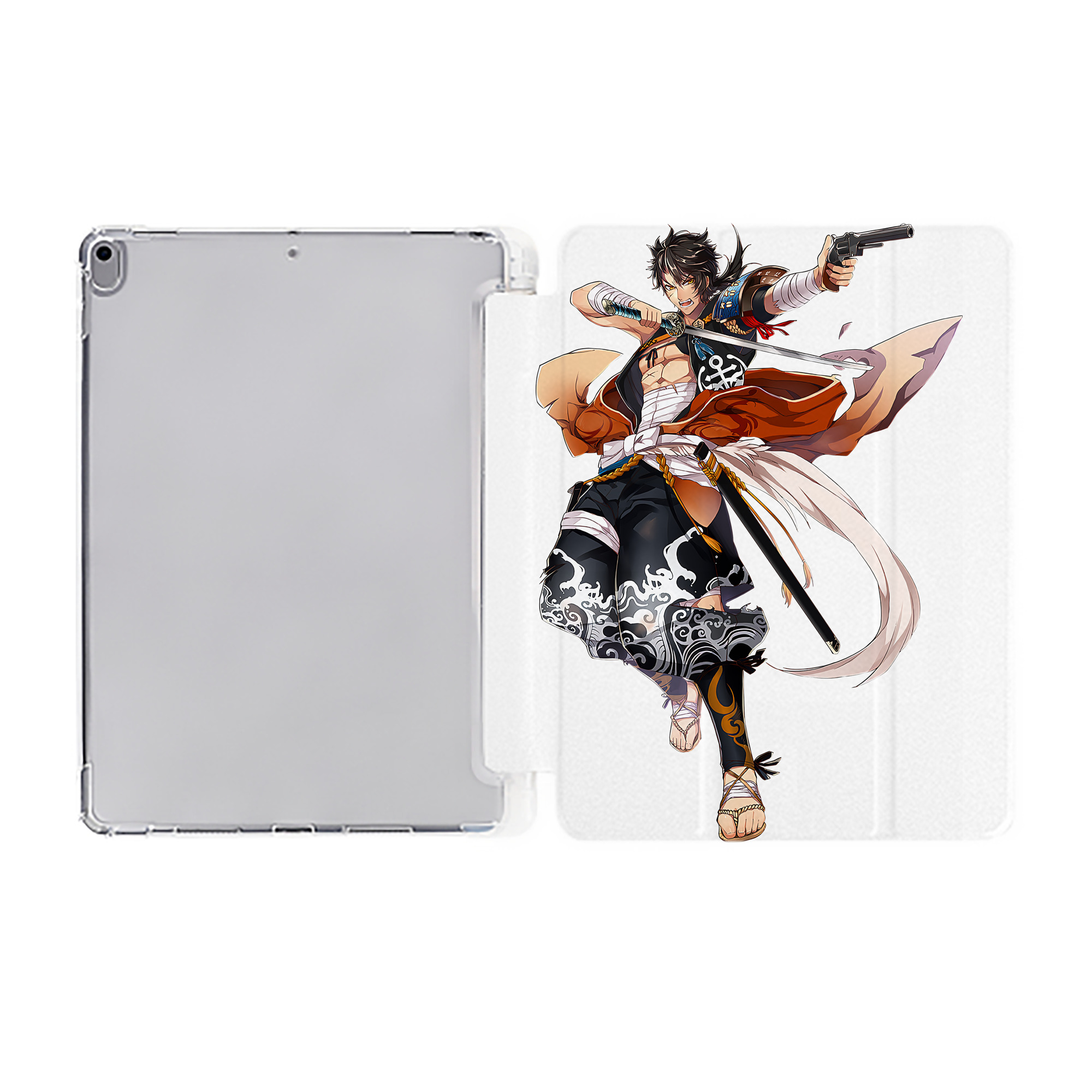 （画像用） 刀剣乱舞 Touken Ranbu IPad ケース ペン収納付き 三つ折りスタンド PUレザー×シリコン 対応機種9.5/10.5/10.9インチ
